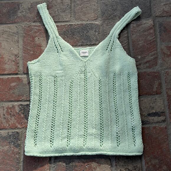 Abercrombie & Fitch Mint Green Knit Crochet Tank Top Size L - Picture 1 of 7